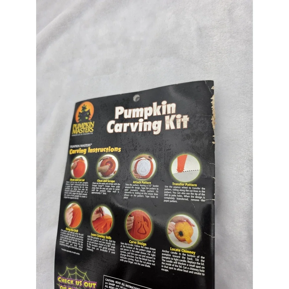 Nos Vtg Pumpkin Masters 17 Piece Carving Kit With Pattern Book Halloween 2008